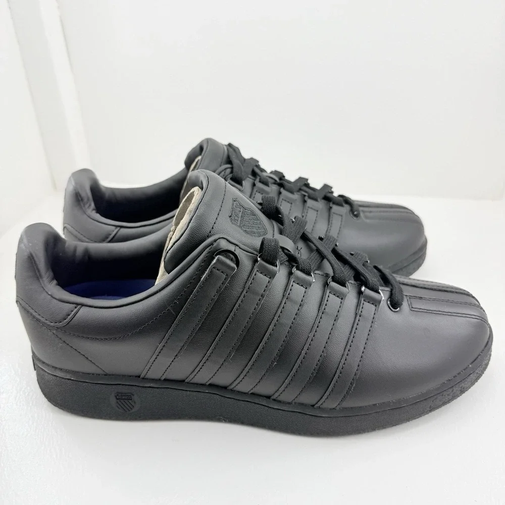 K-Swiss 07321-001-XW Low Sneakers Mens 11 XW Black Leather Extra Wide Shoes